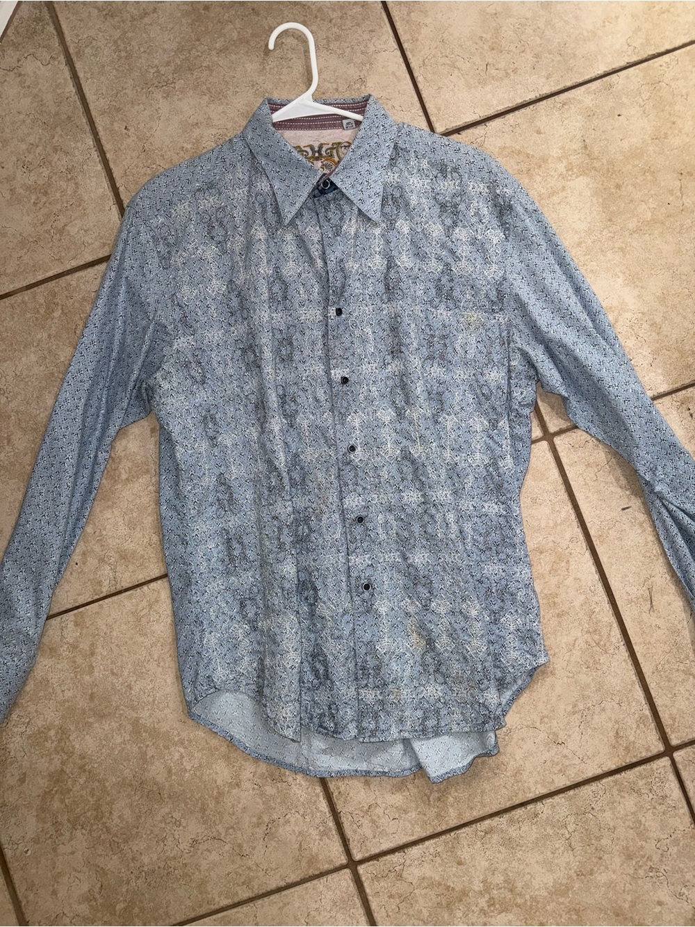 Robert Graham Men’s Button Front Shirt XL/TG Blue Paisley Print